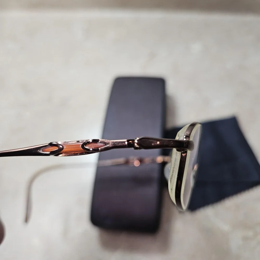 Saks Fifth Avenue Altair Eyeglasses Brown Metal Frame 173‎ FLR 135 Case Cloth